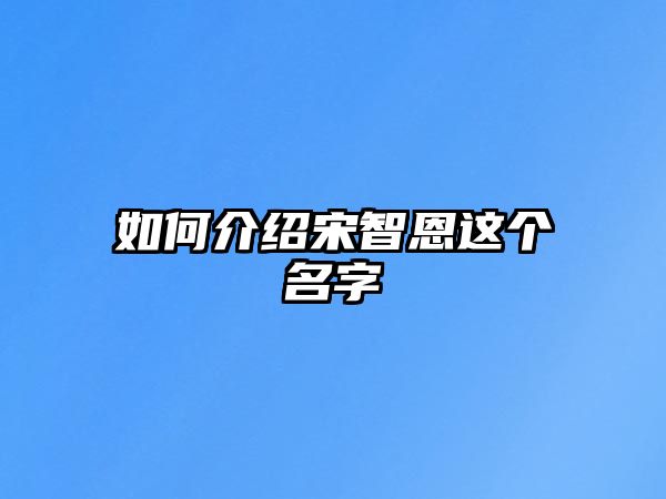 如何介绍宋智恩这个名字