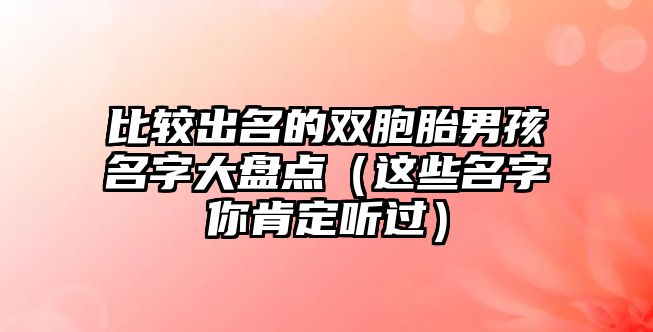 比较出名的双胞胎男孩名字大盘点（这些名字你肯定听过）