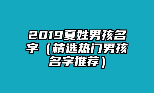 2019夏姓男孩名字（精选热门男孩名字推荐）