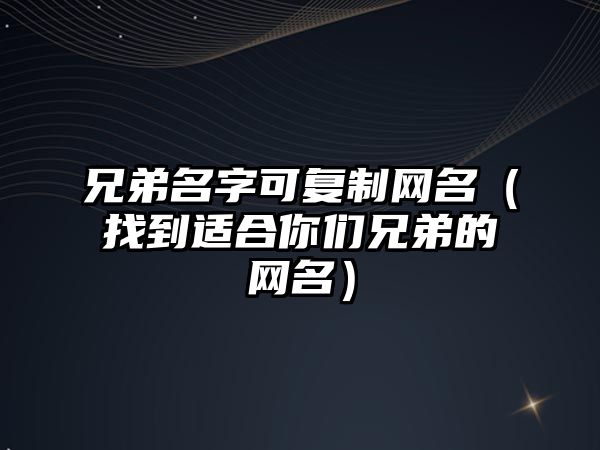 兄弟名字可复制网名（找到适合你们兄弟的网名）