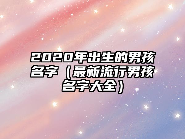 2020年出生的男孩名字（最新流行男孩名字大全）