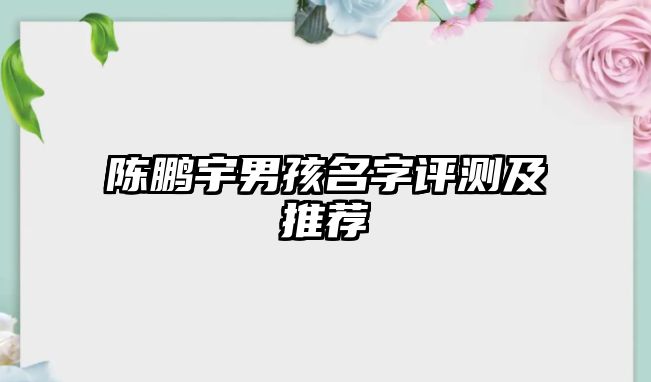 陈鹏宇男孩名字评测及推荐