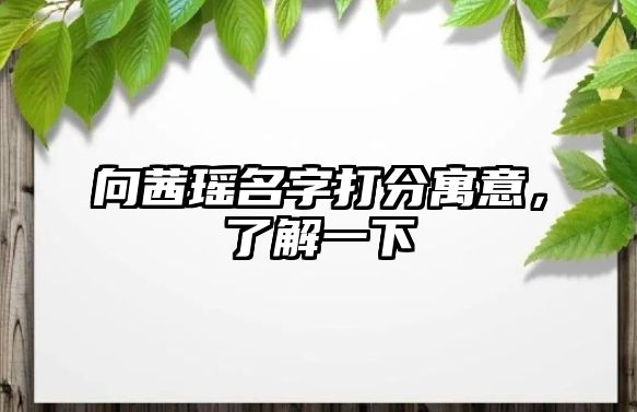 向茜瑶名字打分寓意，了解一下