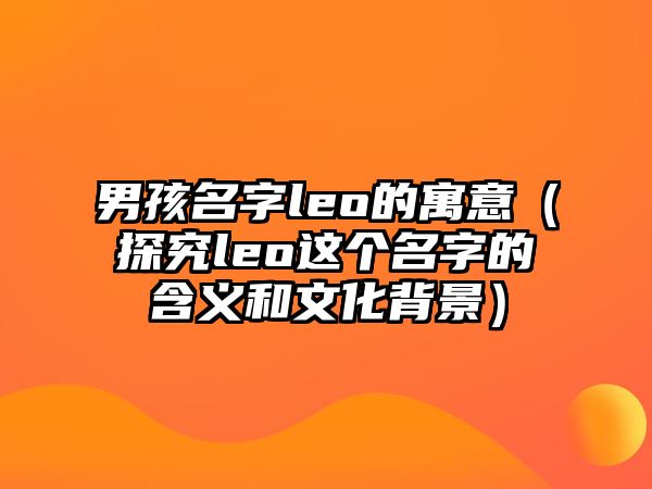 男孩名字leo的寓意（探究leo这个名字的含义和文化背景）