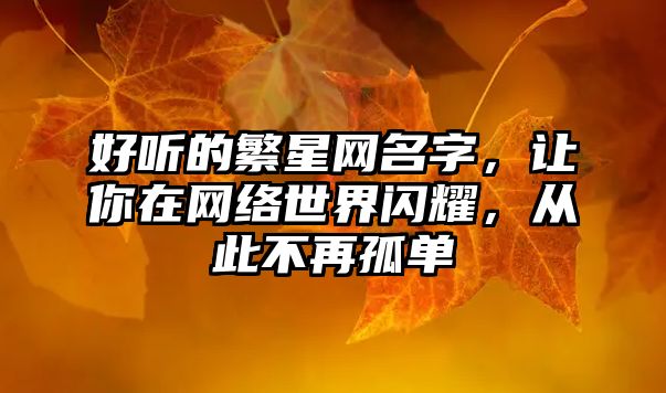 好听的繁星网名字，让你在网络世界闪耀，从此不再孤单