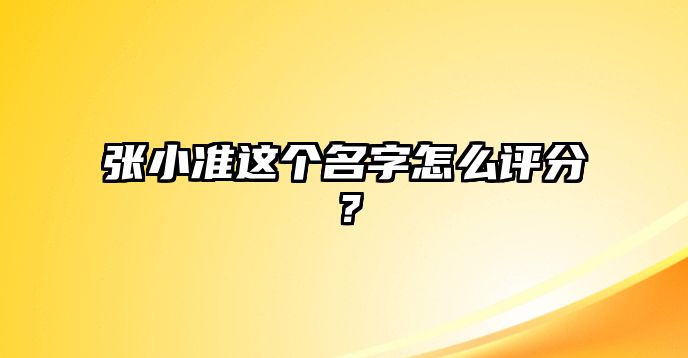 张小准这个名字怎么评分？