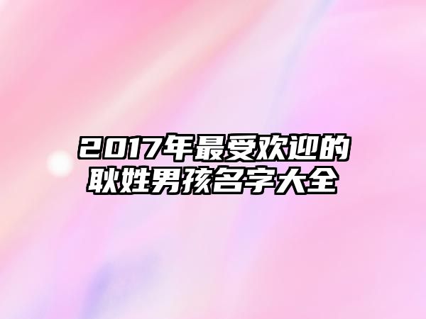 2017年最受欢迎的耿姓男孩名字大全