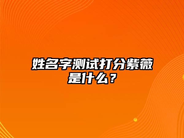 姓名字测试打分紫薇是什么？