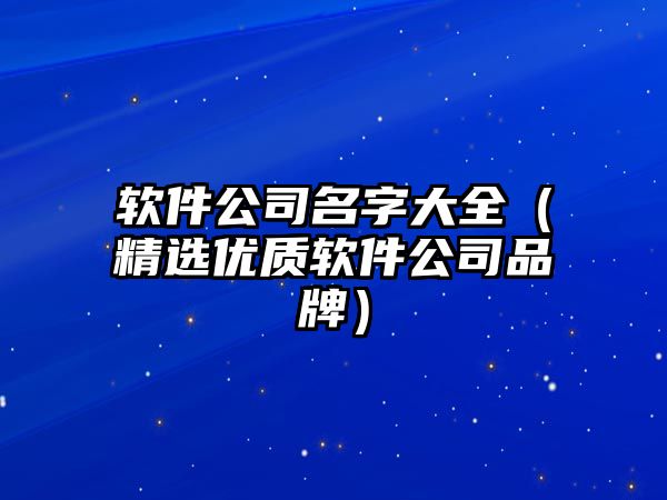 软件公司名字大全（精选优质软件公司品牌）