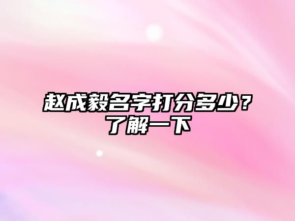 赵成毅名字打分多少？了解一下