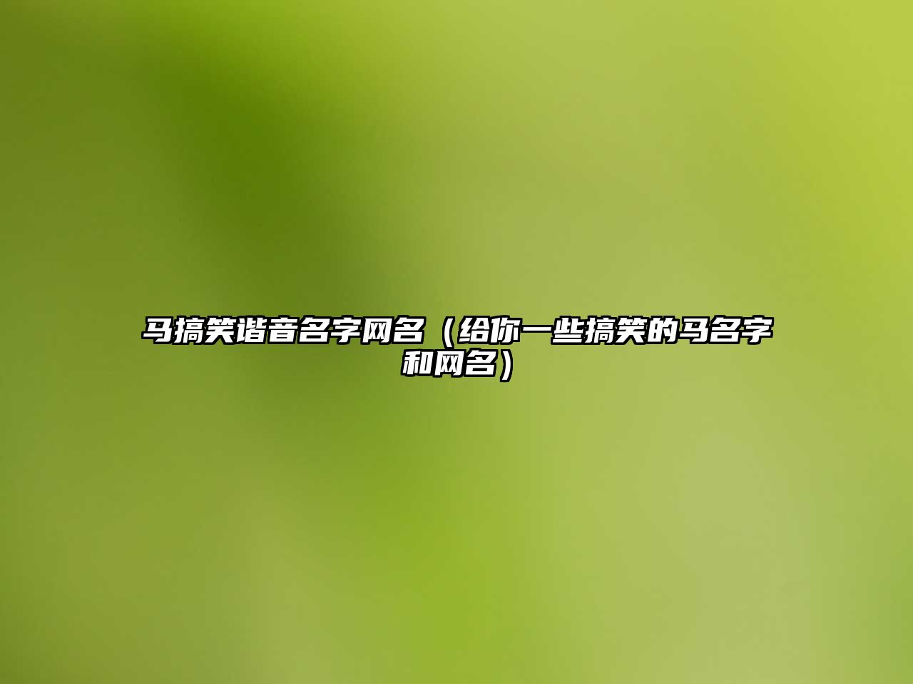 马搞笑谐音名字网名（给你一些搞笑的马名字和网名）