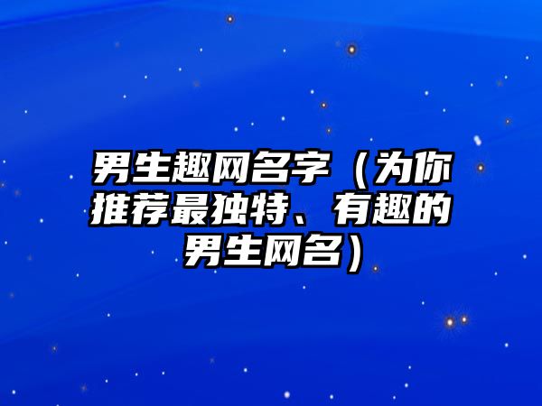 男生趣网名字（为你推荐最独特、有趣的男生网名）