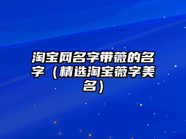 淘宝网名字带薇的名字（精选淘宝薇字美名）