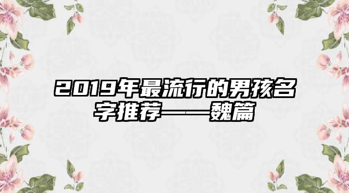 2019年最流行的男孩名字推荐——魏篇