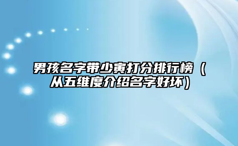 男孩名字带少寅打分排行榜（从五维度介绍名字好坏）