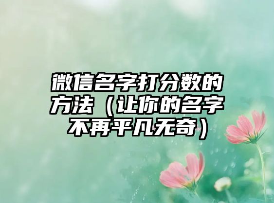 微信名字打分数的方法（让你的名字不再平凡无奇）