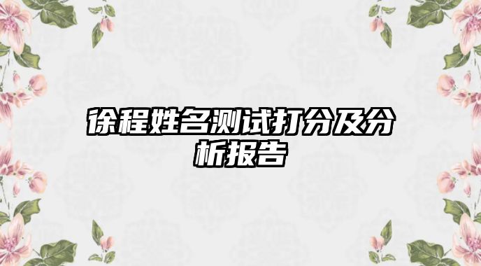 徐程姓名测试打分及分析报告