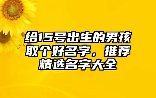 给15号出生的男孩取个好名字，推荐精选名字大全