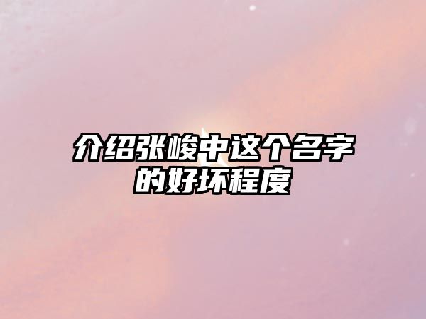 介绍张峻中这个名字的好坏程度