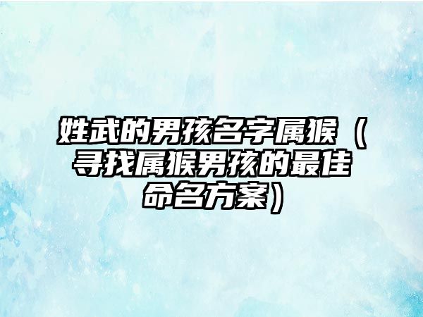 姓武的男孩名字属猴（寻找属猴男孩的最佳命名方案）