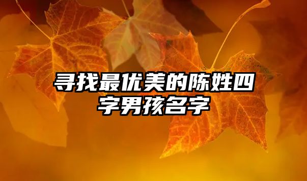 寻找最优美的陈姓四字男孩名字