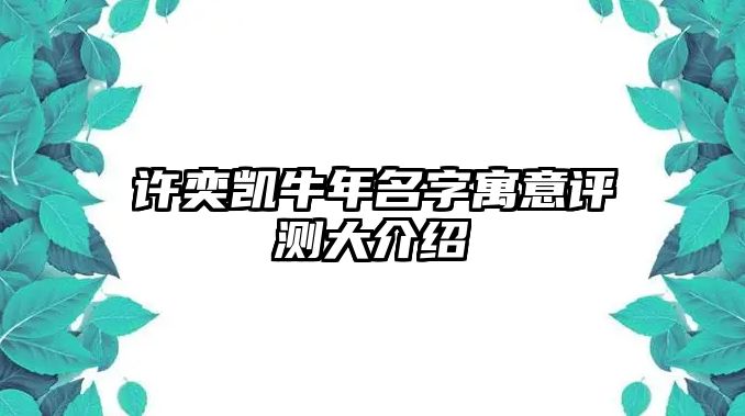 许奕凯牛年名字寓意评测大介绍