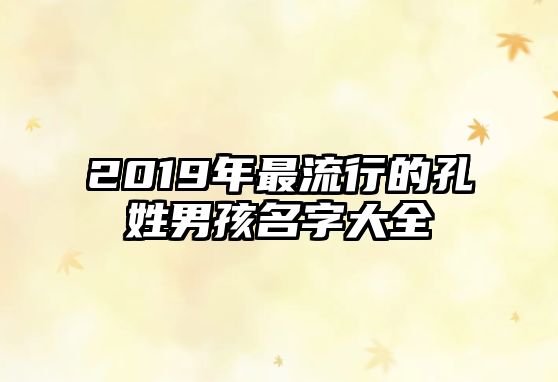 2019年最流行的孔姓男孩名字大全