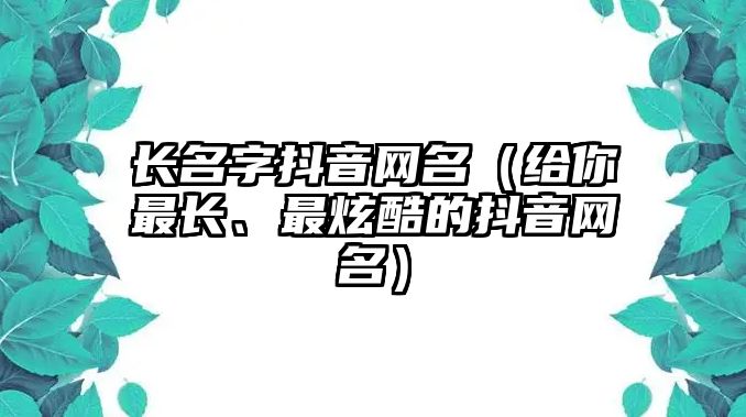 长名字抖音网名（给你最长、最炫酷的抖音网名）