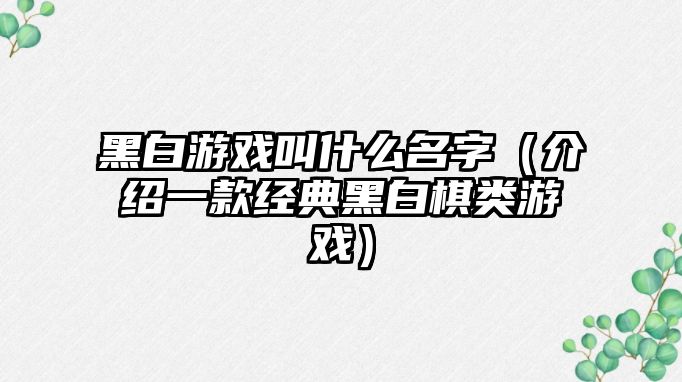 黑白游戏叫什么名字（介绍一款经典黑白棋类游戏）