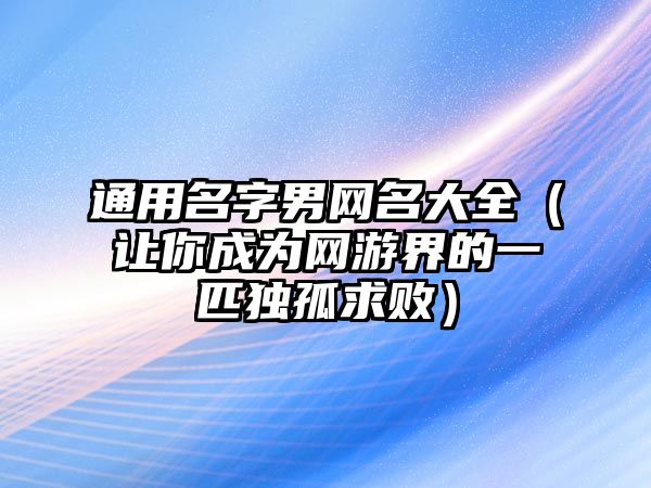 通用名字男网名大全（让你成为网游界的一匹独孤求败）