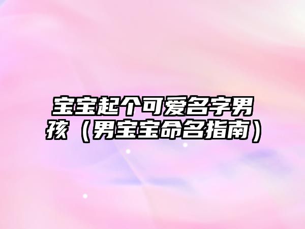 宝宝起个可爱名字男孩（男宝宝命名指南）