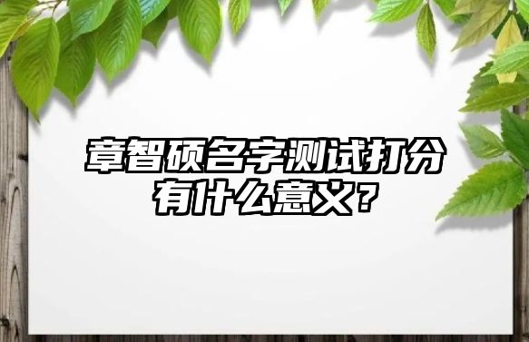 章智硕名字测试打分有什么意义？