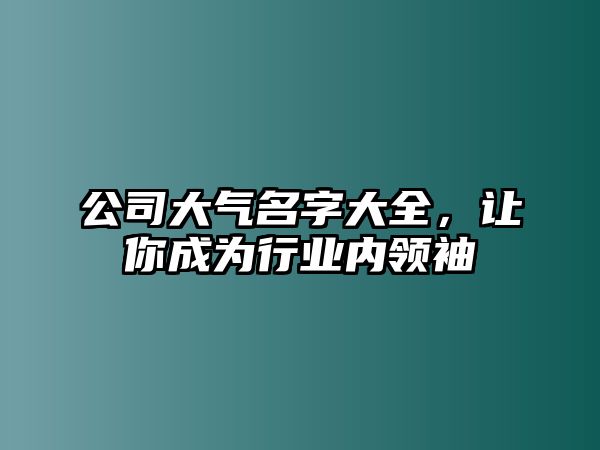 公司大气名字大全，让你成为行业内领袖