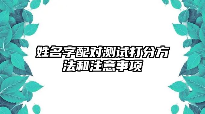 姓名字配对测试打分方法和注意事项