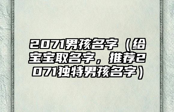 2071男孩名字（给宝宝取名字，推荐2071独特男孩名字）