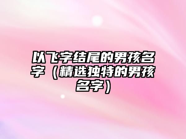 以飞字结尾的男孩名字（精选独特的男孩名字）