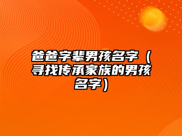 爸爸字辈男孩名字（寻找传承家族的男孩名字）