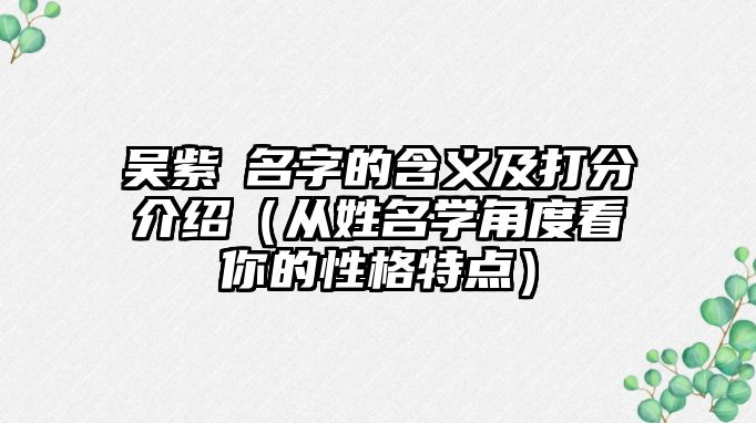 吴紫玥名字的含义及打分介绍（从姓名学角度看你的性格特点）