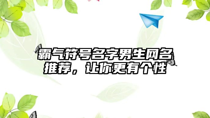 霸气符号名字男生网名推荐，让你更有个性