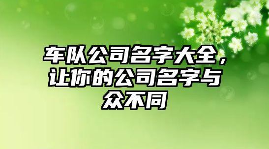 车队公司名字大全，让你的公司名字与众不同