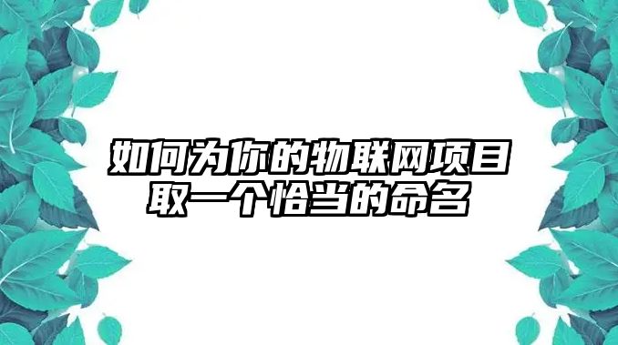 如何为你的物联网项目取一个恰当的命名