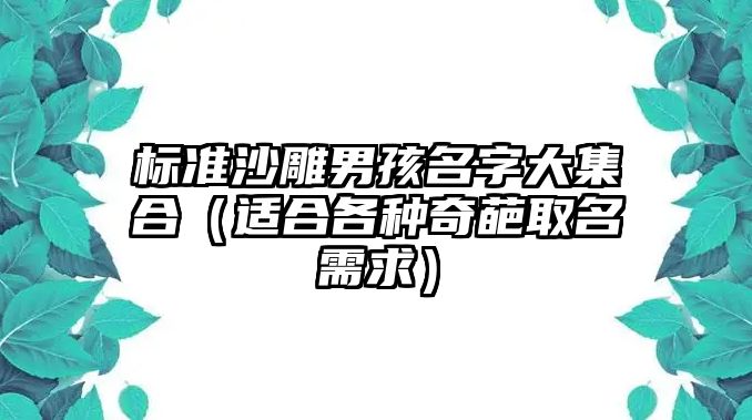 标准沙雕男孩名字大集合（适合各种奇葩取名需求）