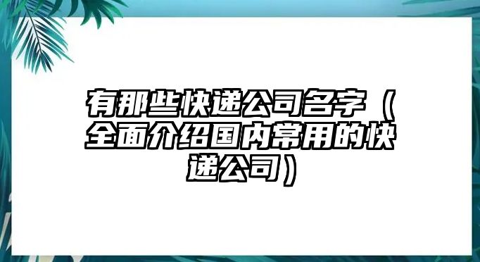 有那些快递公司名字（全面介绍国内常用的快递公司）