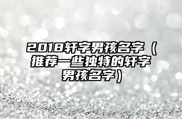 2018轩字男孩名字（推荐一些独特的轩字男孩名字）