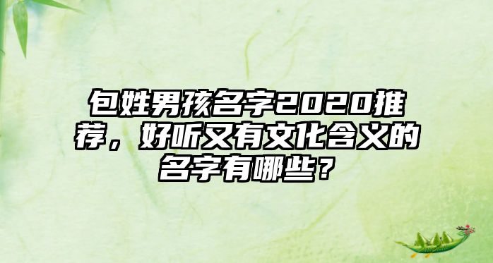 包姓男孩名字2020推荐，好听又有文化含义的名字有哪些？