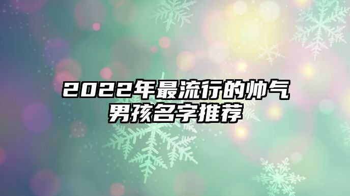 2022年最流行的帅气男孩名字推荐