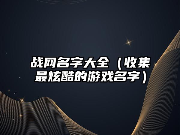 战网名字大全（收集最炫酷的游戏名字）