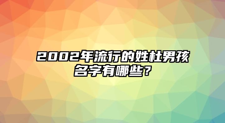 2002年流行的姓杜男孩名字有哪些？