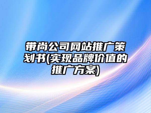 带尚公司网站推广策划书(实现品牌价值的推广方案)