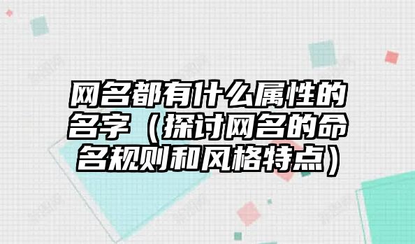 网名都有什么属性的名字（探讨网名的命名规则和风格特点）